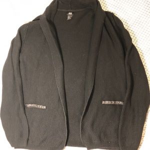 H&M Open Cardigan w/ Leather Trim